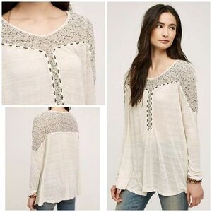 ANTHROPOLOGIE MEADOW RUE CLORINDE OPEN WEAVE CROCHET TOP